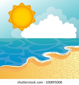 summer landscape with sand, beach. vector illustration