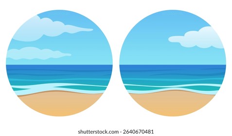 Summer landscape. Sea, sky and beach. Vector illustration.