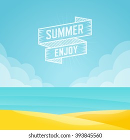 Summer landscape, Seascape background, Vector illustration.