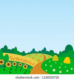 Summer landscape. Season harvesting. EPS 10