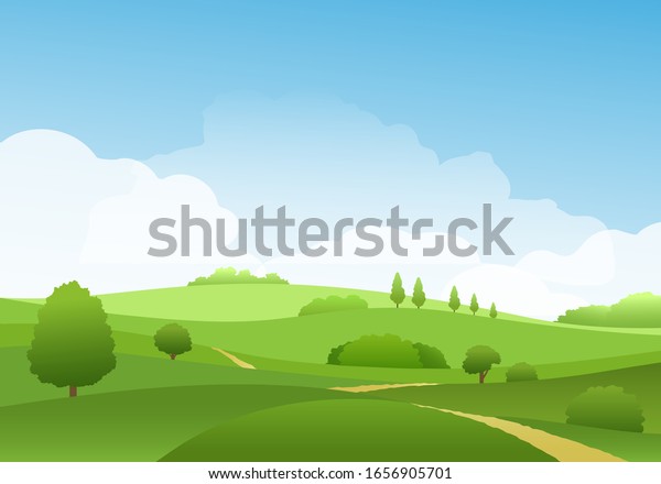 Summer Landscape Sky Hills On Horizon Stock Vector (royalty Free 