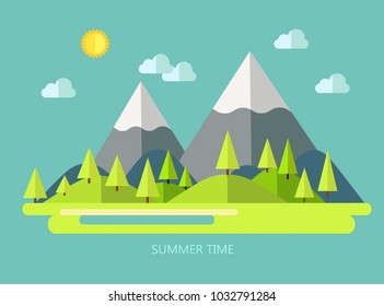 summer landscape in the style of a flat vector