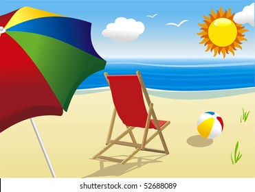 summer landscape with sun and beach