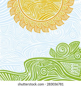 Summer landscape sun vector illustration