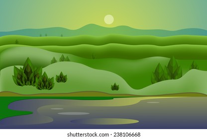 summer landscape at sunset