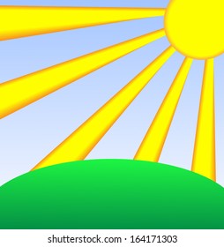 summer landscape with  a sun,vector illustration
