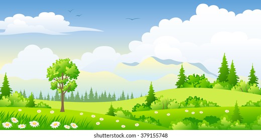 Summer landscape with trees