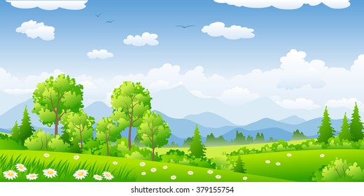Summer landscape with trees