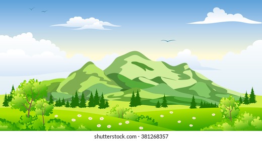 Summer landscape with trees