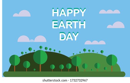 paisaje veraniego con árboles y nubes. celebración del Día de la Tierra 