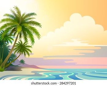 summer landscape with the tropical coast