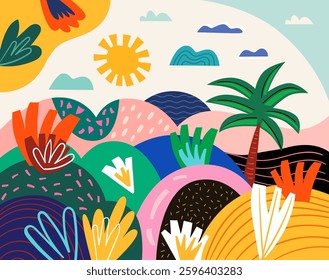 Summer landscape tropical colorful background. Summer time	