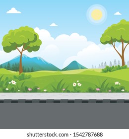 Summer landscape vector with beautiful and scenery panorama design