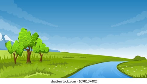 Summer landscape. Vector illustration