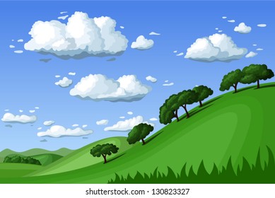 Summer landscape. Vector illustration.