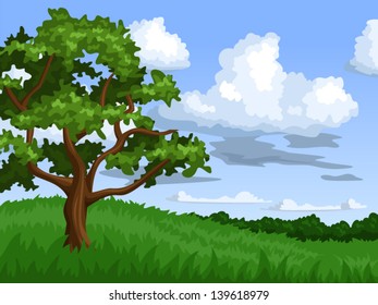 Summer landscape. Vector illustration.