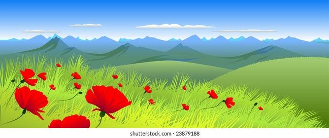 Summer Landscape of vector illustration