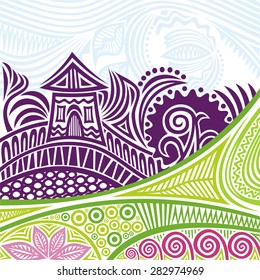 Summer landscape vector illustration
