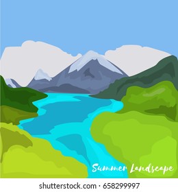  Summer Landscape. Vector illustration