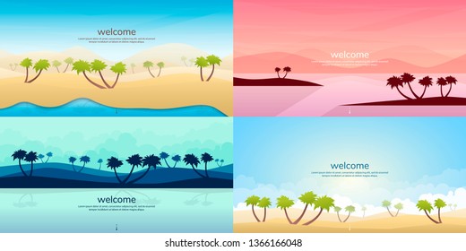 Summer landscape. Vector set of abstract landscapes