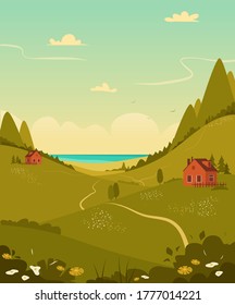 paisaje de verano Naturaleza salvaje. ilustración vectorial en un estilo plano.