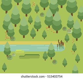 Summer landscapes. Vector illustration. Flat design.