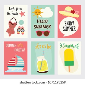 summer , layout design, greeting card, cover book, banner, poste