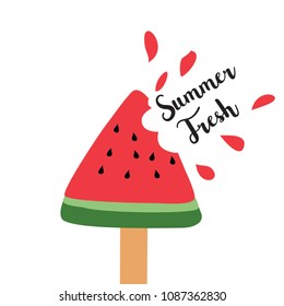 Summer , layout design, greeting card, cover book, banner, poster, template design, watermelon, popsicle, vector illustration