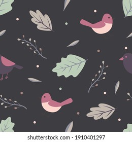 summer leaf flower bird seamless pattern background texture