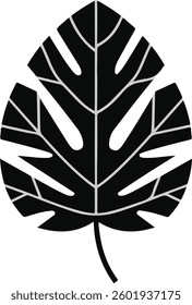 Summer leaf vector silhouette plant, exotic nature isolated on white background. Jungle illustration