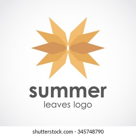 Summer leaves abstract vector and logo design or template environment business icon of company identity symbol concept