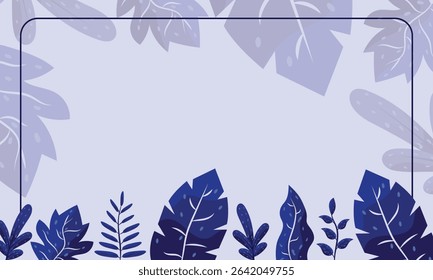 summer leaves background with a frame and flowers
