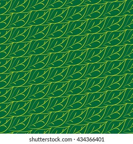 Summer leaves on a green background seamless pattern,vector