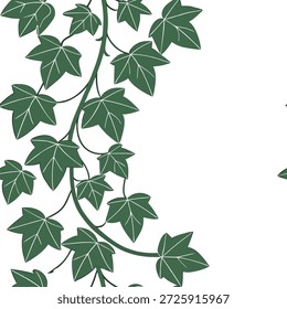 El verano deja el patrón sin fisuras con la hiedra y las vides de uva para un concepto de sensación de hogar natural rústico como la hiedra rústica y las vides de uva dispuestas sin fisuras para una atmósfera de verano terroso natural en la decoración del hogar en Foto de archivo Concepto y espacio vacío en el lado izquierdo, sin texto --ar 7:2 --tile