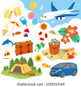 Summer leisure set (travel illustration)