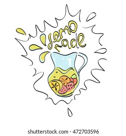 Summer lemonade in glass jar. Vector illustration