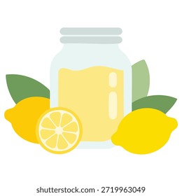 Summer lemonade in a jar with a lemon slice