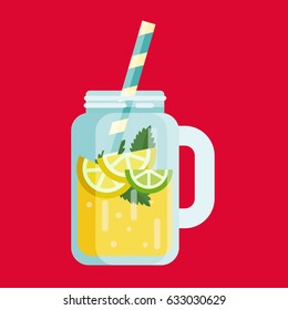 Summer lemonade juice flat icon design. Good for menu design. Vector illustration