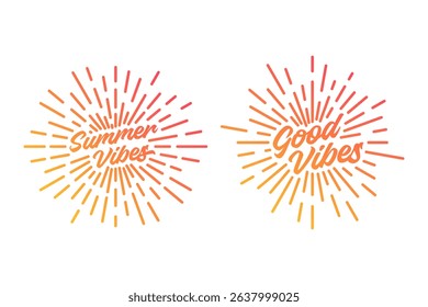 Summer letter typography with sunburst.