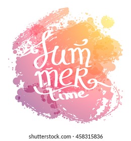 Summer Lettering. abstract hand drawn vector ink spot. brush stain