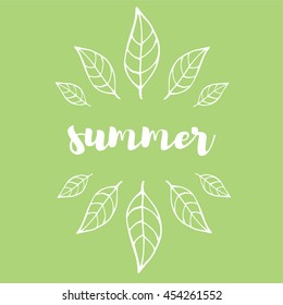 Summer lettering background with leaves