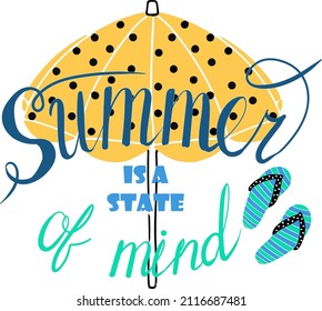 Summer lettering. Bright phrases about summer vacation and recreation. Vector illustration isolated on white background.
