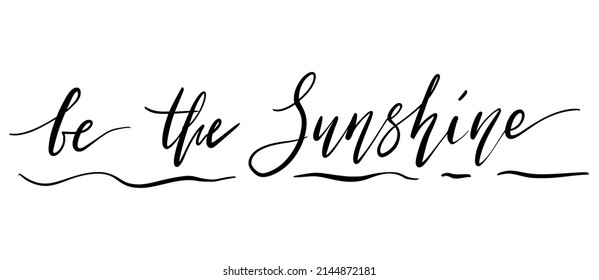 Summer Lettering Design for Apparel and Home Decor. Hello Sunshine Modern Brush Calligraphy. 