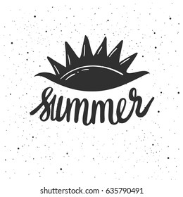 Summer lettering. Hand drawn vector illustration, greeting card, design, logo.