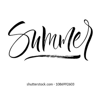 Summer lettering. Handwritten modern calligraphy, brush painted letters. Inspirational text, vector illustration. Template for banner, poster, flyer, greeting card, web design or photo overlay