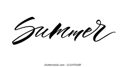 Summer lettering. Handwritten modern calligraphy, brush painted letters. Inspirational text, vector illustration. Template for banner, poster, flyer, greeting card, web design or photo overlay