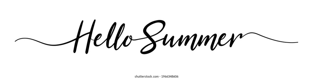 Grabado de verano. Hola texto de verano. Inspiración de diseño de tipografía. Palabra de estilo para signo, pancarta, carta. Aislado. De color negro. Sobre un fondo blanco. Vector