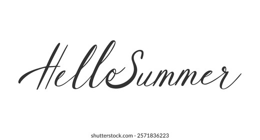 Summer lettering. Hello summer text, typography. Lettering style word for sign, banner, card. Isolated on white background. Vector illustration