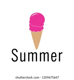 Summer lettering. Ice cream icon. Vector illustration