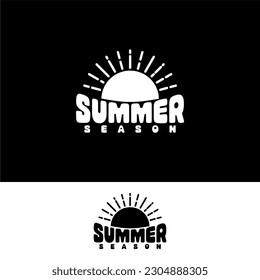 Summer Lettering Illustration With Sun On The Horizon Vector